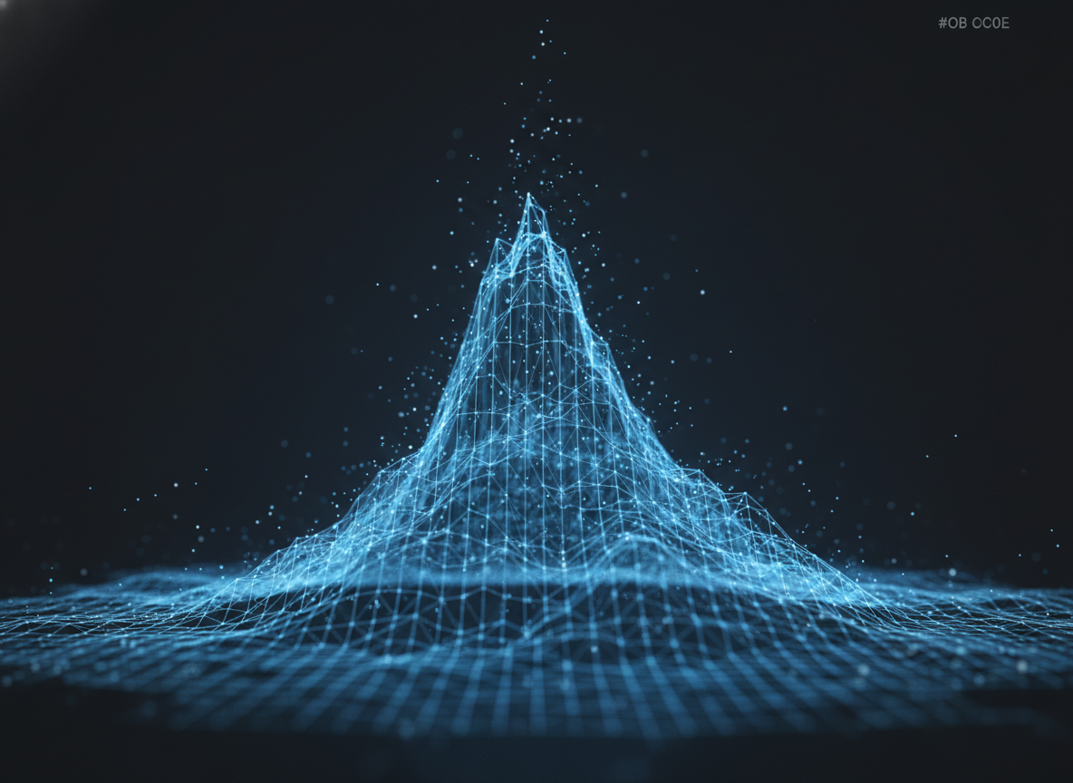 Abstract glowing data peak representing engineered growth